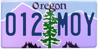 OR license plate 012MOY