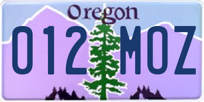 OR license plate 012MOZ