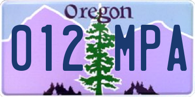 OR license plate 012MPA