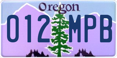 OR license plate 012MPB