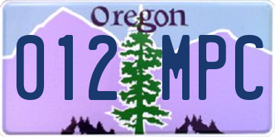 OR license plate 012MPC