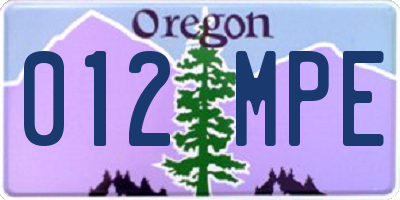 OR license plate 012MPE