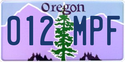 OR license plate 012MPF