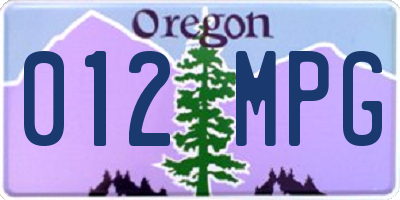 OR license plate 012MPG