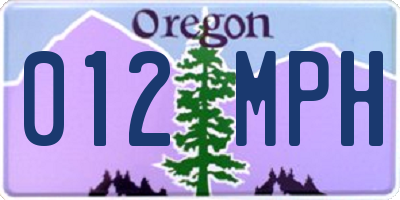 OR license plate 012MPH