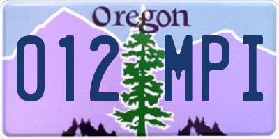 OR license plate 012MPI