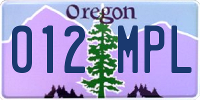 OR license plate 012MPL