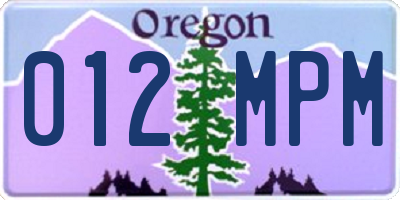OR license plate 012MPM