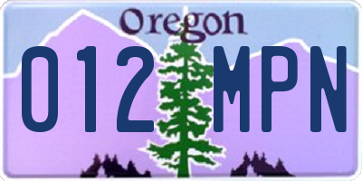 OR license plate 012MPN