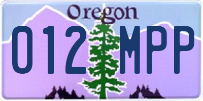 OR license plate 012MPP