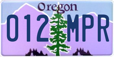 OR license plate 012MPR