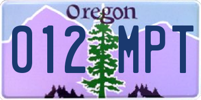 OR license plate 012MPT