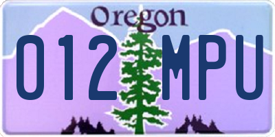 OR license plate 012MPU