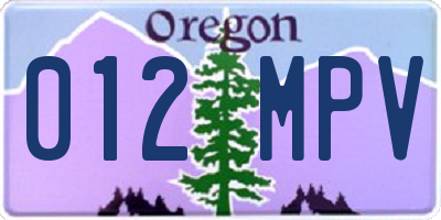 OR license plate 012MPV