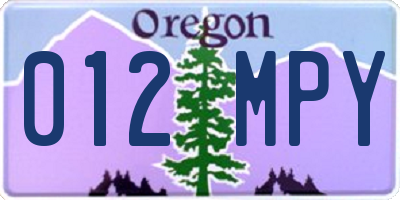OR license plate 012MPY