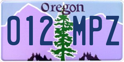 OR license plate 012MPZ