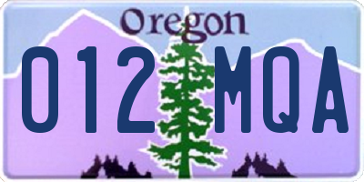 OR license plate 012MQA