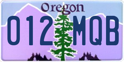 OR license plate 012MQB