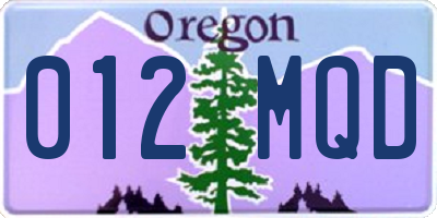 OR license plate 012MQD