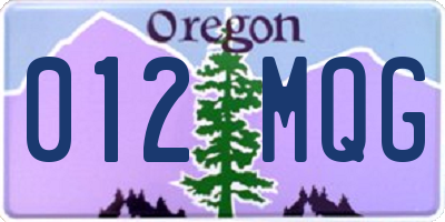 OR license plate 012MQG
