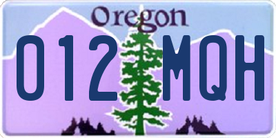 OR license plate 012MQH