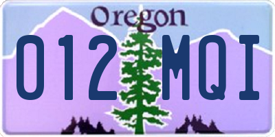 OR license plate 012MQI