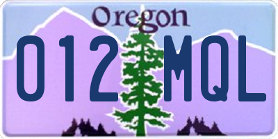 OR license plate 012MQL