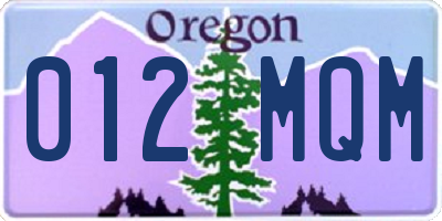 OR license plate 012MQM