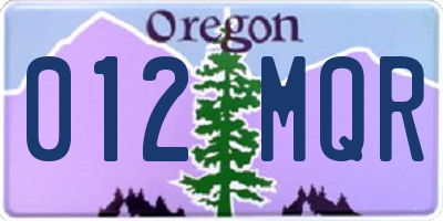 OR license plate 012MQR