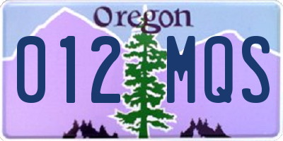 OR license plate 012MQS