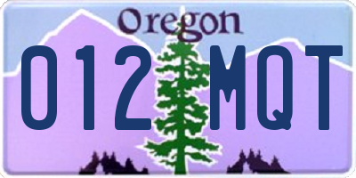 OR license plate 012MQT
