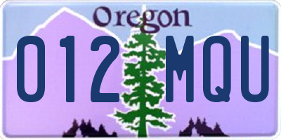 OR license plate 012MQU