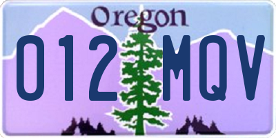 OR license plate 012MQV