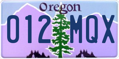 OR license plate 012MQX
