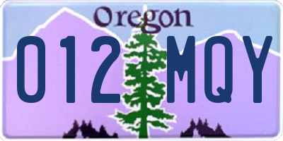 OR license plate 012MQY