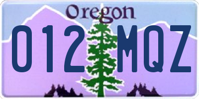 OR license plate 012MQZ