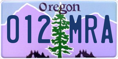 OR license plate 012MRA