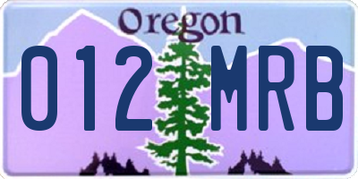 OR license plate 012MRB