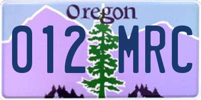 OR license plate 012MRC