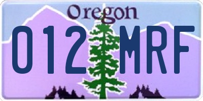 OR license plate 012MRF