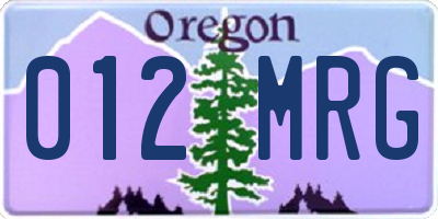 OR license plate 012MRG