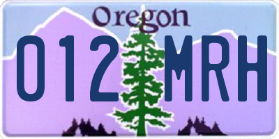 OR license plate 012MRH