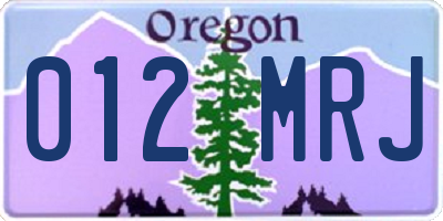 OR license plate 012MRJ