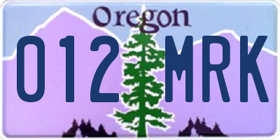 OR license plate 012MRK