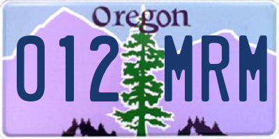 OR license plate 012MRM