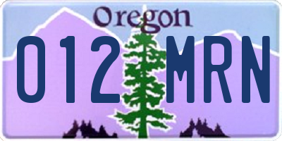 OR license plate 012MRN