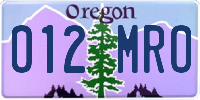 OR license plate 012MRO