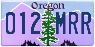 OR license plate 012MRR