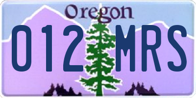 OR license plate 012MRS