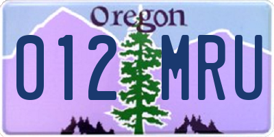 OR license plate 012MRU
